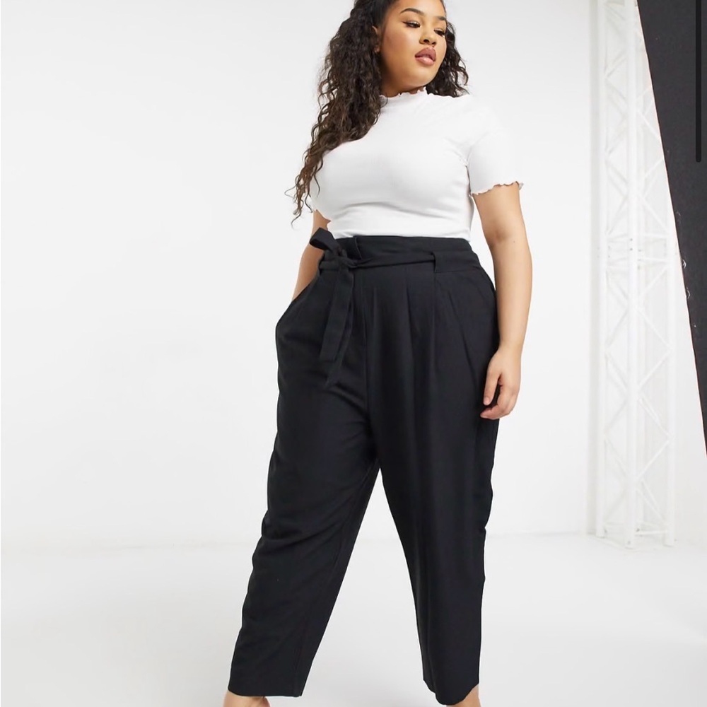ASOS DESIGN Curve tailored tie waist tapered ankle grazer 16 plus